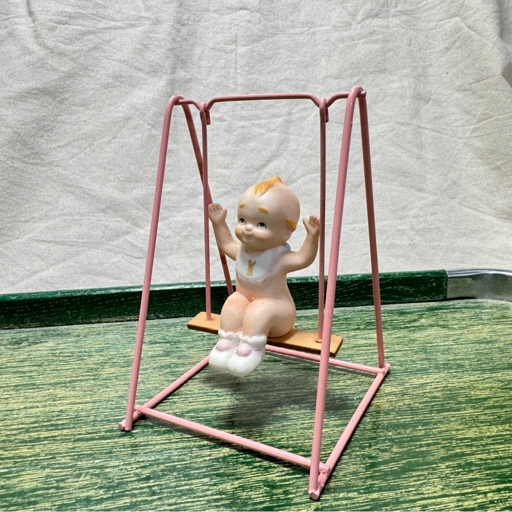 VINTAGE 1985 Kewpie Doll on Swing Figurine, LOFTON